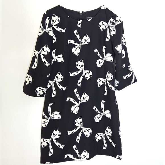 Banana Republic Black Long Sleeve Dress with Bow Design Size 2 - Picture 3 of 8